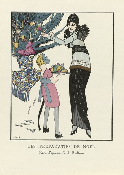 Les Préparatifs de Noël, pub. 1914 door Francesc Xavier Gosé