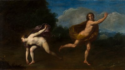 Hippomenes en Atalanta in een landschap, ca. 1598-1660 door Francesco (attr. to) Albani
