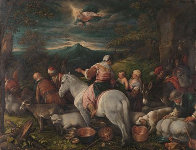Abraham verlaat Haran door Francesco (attr. to) Bassano