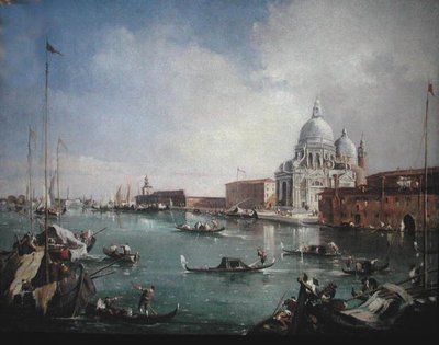 Het Grote Kanaal met een Uitzicht op Santa Maria della Salute en de Dogana door Francesco (attr. to) Guardi