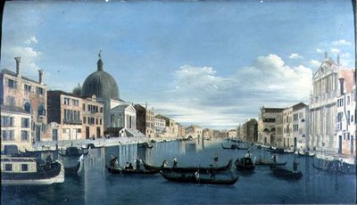 Het Grote Kanaal, Venetië met San Simeon Piccolo door Francesco (circle of) Tironi
