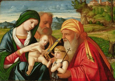 Heilige Familie met St. Simeon en Johannes de Doper, begin 16e eeuw door Francesco (fl.1508 45) Rizzi da Santacroce