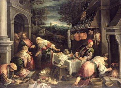 Jezus met Maria en Martha door Francesco Bassano