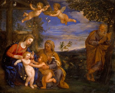 Heilige Familie met St. Elizabeth en St. Johannes door Francesco Albani