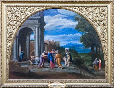 Landschap met de visitatie door Francesco Albani