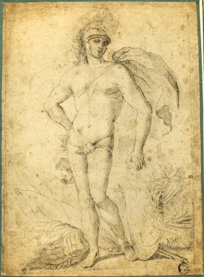 Staande naakte krijger, mogelijk Mars, met schild door Francesco Albani