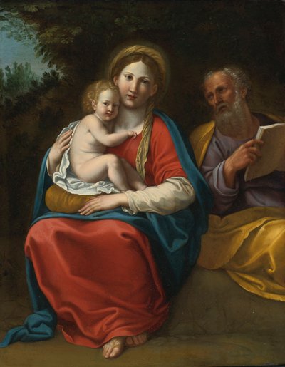De Heilige Familie in een landschap door Francesco Albani