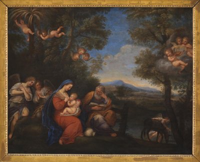 De rust tijdens de vlucht naar Egypte door Francesco Albani