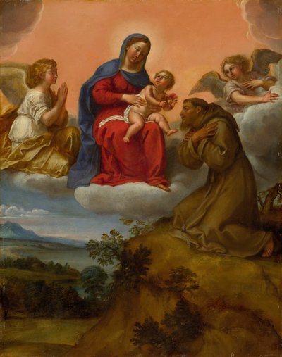 Maagd en Kind aanbeden door Sint Franciscus, ca. 1606-1607 door Francesco Albani