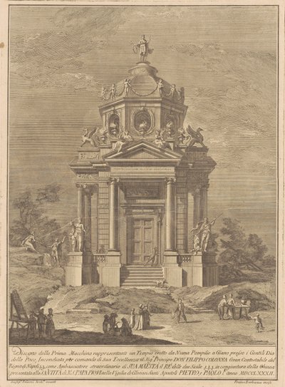 De Prima Macchina voor de Chinea van 1782: De Tempel van Janus Gebouwd door Numa Pompilius door Francesco Barbazza, after Giuseppe Palazzi