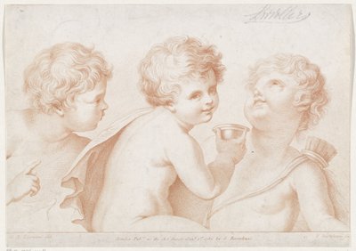 Drie putti door Francesco Bartolozzi