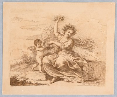 Flora, met een Cupido door Francesco Bartolozzi