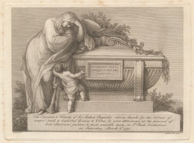 Rouwkaart van Sir Joshua Reynolds door Francesco Bartolozzi