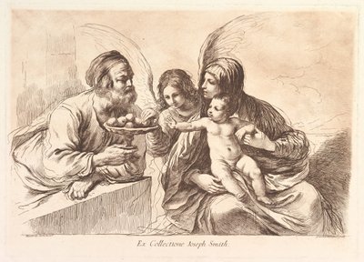 Heilige Familie met een engel die fruit aanbiedt aan het Christuskind: Raccolta di alcuni disegni..., 1764 door Francesco Bartolozzi