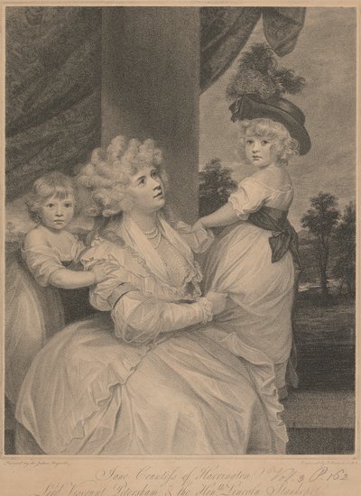 Jane, Gravin van Harrington, Lord Viscount Petersham en de Eerwaarde Lincoln Stanhope door Francesco Bartolozzi