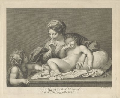 Maria met Kind en de jonge Johannes de Doper door Francesco Bartolozzi