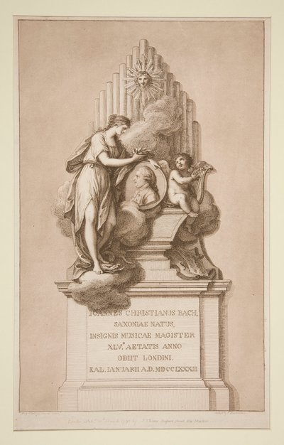 Gedenkteken voor Johann Christian Bach door Francesco Bartolozzi