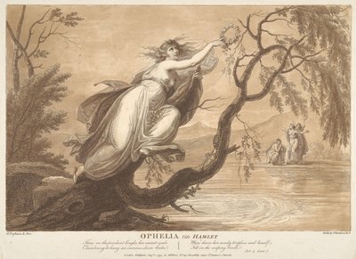 Ophelia, zie Hamlet, akte 4, scène VII door Francesco Bartolozzi