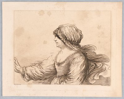 Portret van een Vrouw door Francesco Bartolozzi