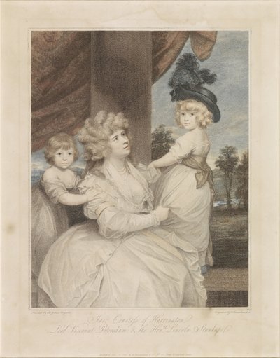 Portret van Jane Stanhope met haar twee kinderen door Francesco Bartolozzi