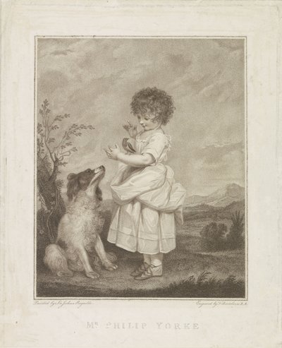 Portret van Philip Yorke met hond en vogel door Francesco Bartolozzi