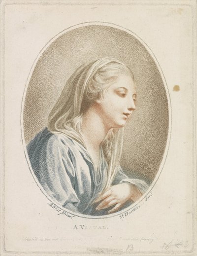 Portret van een vrouw door Francesco Bartolozzi