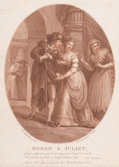 Romeo en Julia op het Bal Shakespeare, Romeo en Julia, Act 1, Scene 5 door Francesco Bartolozzi