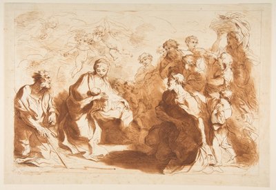 De aanbidding van de herders, voor 1764 door Francesco Bartolozzi