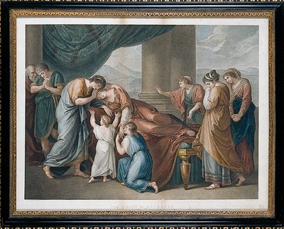 De Dood van Alcestis, naar Angelika Kauffman door Francesco Bartolozzi