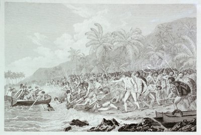 De dood van kapitein Cook, c.1783 (gravure) door Francesco Bartolozzi