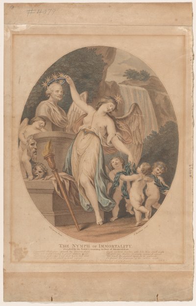 De Nimf van Onsterfelijkheid, Bijgestaan door de Liefdes, Bekroont de Buste van Shakespeare door Francesco Bartolozzi