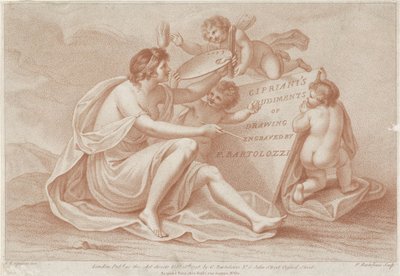 Titelprent met personificatie van de schilderkunst (Ciprianis beginselen van het tekenen) (Ciprianis rudiments of drawing) (series title) door Francesco Bartolozzi