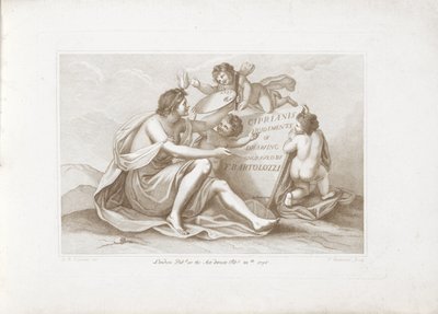 Titelprent met personificatie van de schilderkunst door Francesco Bartolozzi