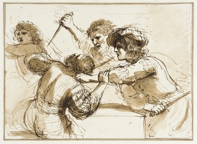 Twee mannen doden Amnon terwijl een ander vlucht door Francesco Bartolozzi