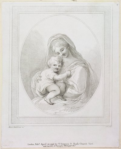 Maagd en Kind, gegraveerd door Luigi Schiavonetti, 1793 (gravure) door Francesco Bartolozzi