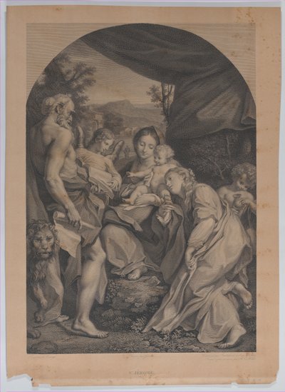 Maagd en kind met Sint Hiëronymus links door Francesco Bartolozzi