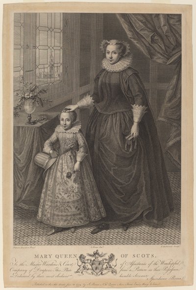 Maria, Koningin van Schotland door Francesco Bartolozzi after Federico Zuccaro