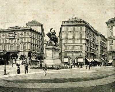 Monument voor Victor Emmanuel II, door Francesco Barzaghi, Piazza Corvetto, Genua, Ligurië, Italië door Francesco Barzaghi