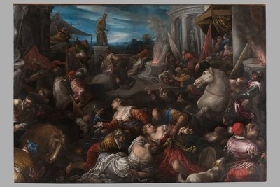 De roof van de Sabijnse maagden door Francesco Bassano