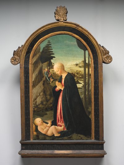 Madonna en Kind met Tobias en de Engel Raphael, ca. 1470 door Francesco Botticini