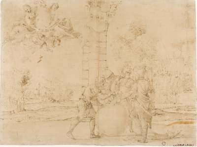 Octavianus, Marcus Antonius en Lepidus Delen het Romeinse Rijk, met Bologna op de Achtergrond door Francesco Brizio