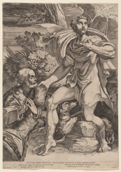 Sint Rochus met een schenker door Francesco Brizio, after Parmigianino