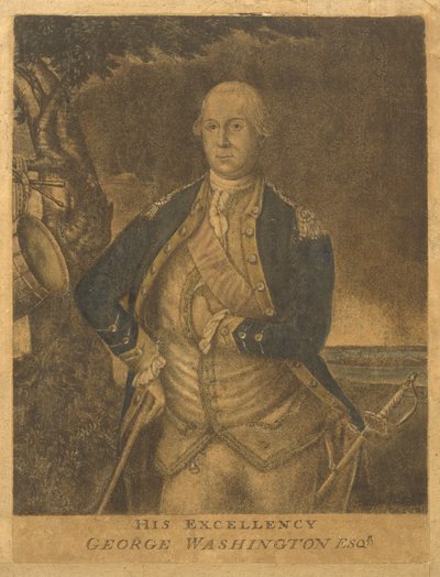 Zijne Excellentie, George Washington Esqr., ca. 1776 (mezzotint) door Francesco Fergola