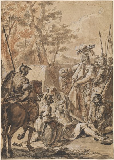 Alexander de Grote voor het lijk van Darius door Francesco Fontebasso