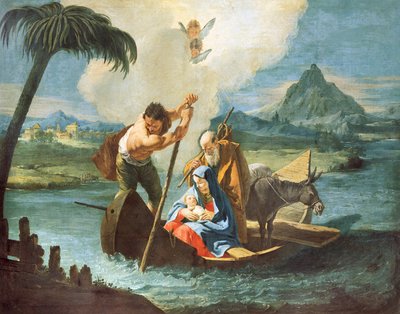 Heilige Familie steekt de Nijl over op hun vlucht naar Egypte door Francesco Fontebasso