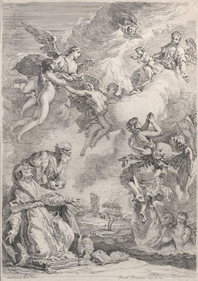 Paus Sint Gregorius I bevrijdt de zielen uit het vagevuur met zijn gebeden, 1731 door Francesco Fontebasso