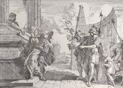 Het offer van Polyxena, uit Bacchanalen en Geschiedenissen, 1744 door Francesco Fontebasso