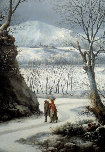 Koppel op de weg midden in de winter door Francesco Foschi