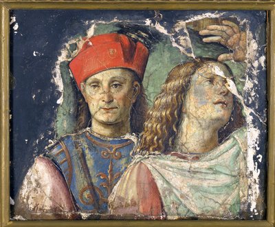 Twee mannelijke hoofden door Francesco Francia