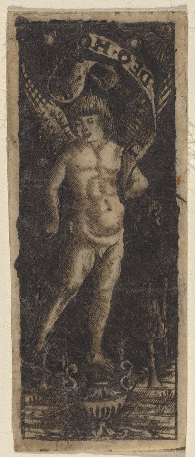 Cherub op een Vaas met Inscriptie: 